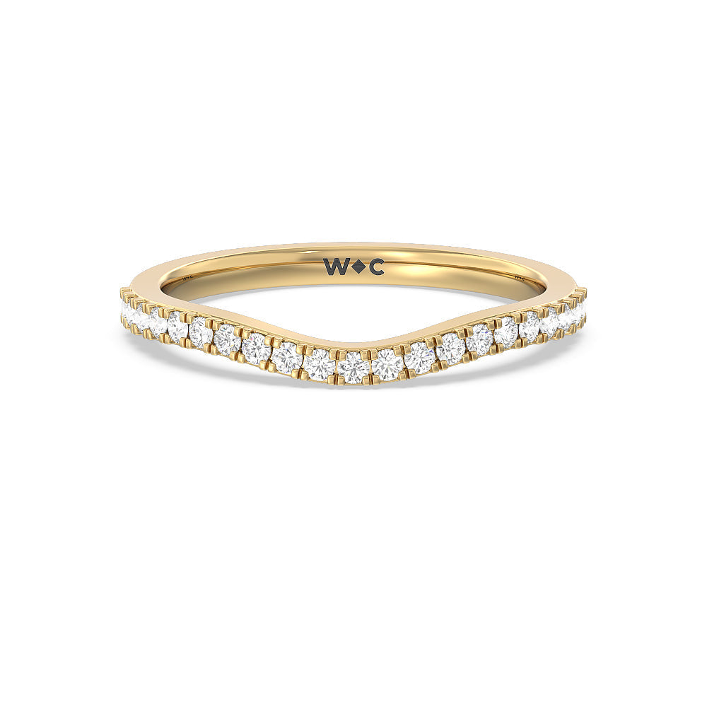 Elegant Three Stone Knife Edge Diamond Wedding Band with 18KT Yellow Gold Cut Diamond in 14KT Yellow Gold view 1
