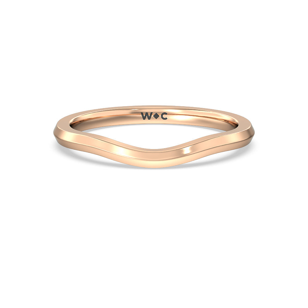 Elegant Three Stone Knife Edge Wedding Band with 18KT Rose Gold Cut Diamond in 14KT Rose Gold view 1
