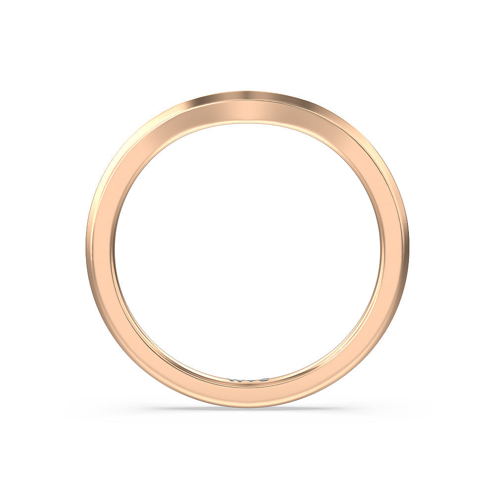 Elegant Three Stone Knife Edge Wedding Band with 18KT Rose Gold Cut Diamond in 14KT Rose Gold view 2
