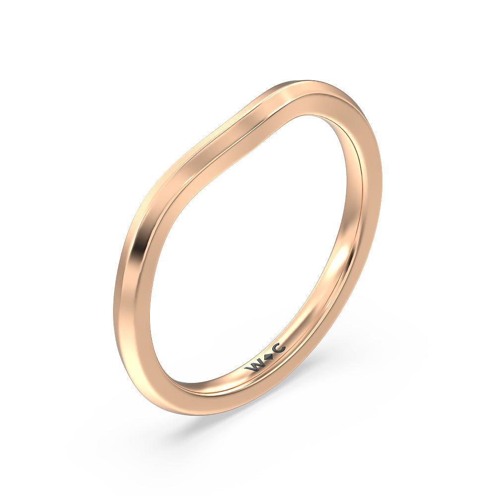 Elegant Three Stone Knife Edge Wedding Band with 18KT Rose Gold Cut Diamond in 14KT Rose Gold view 4
