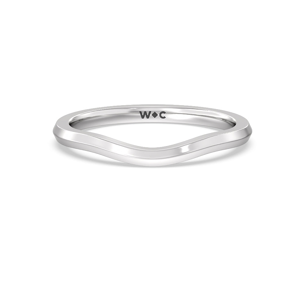 Elegant Three Stone Knife Edge Wedding Band with Platinum Cut Diamond in 14KT Platinum view 1

