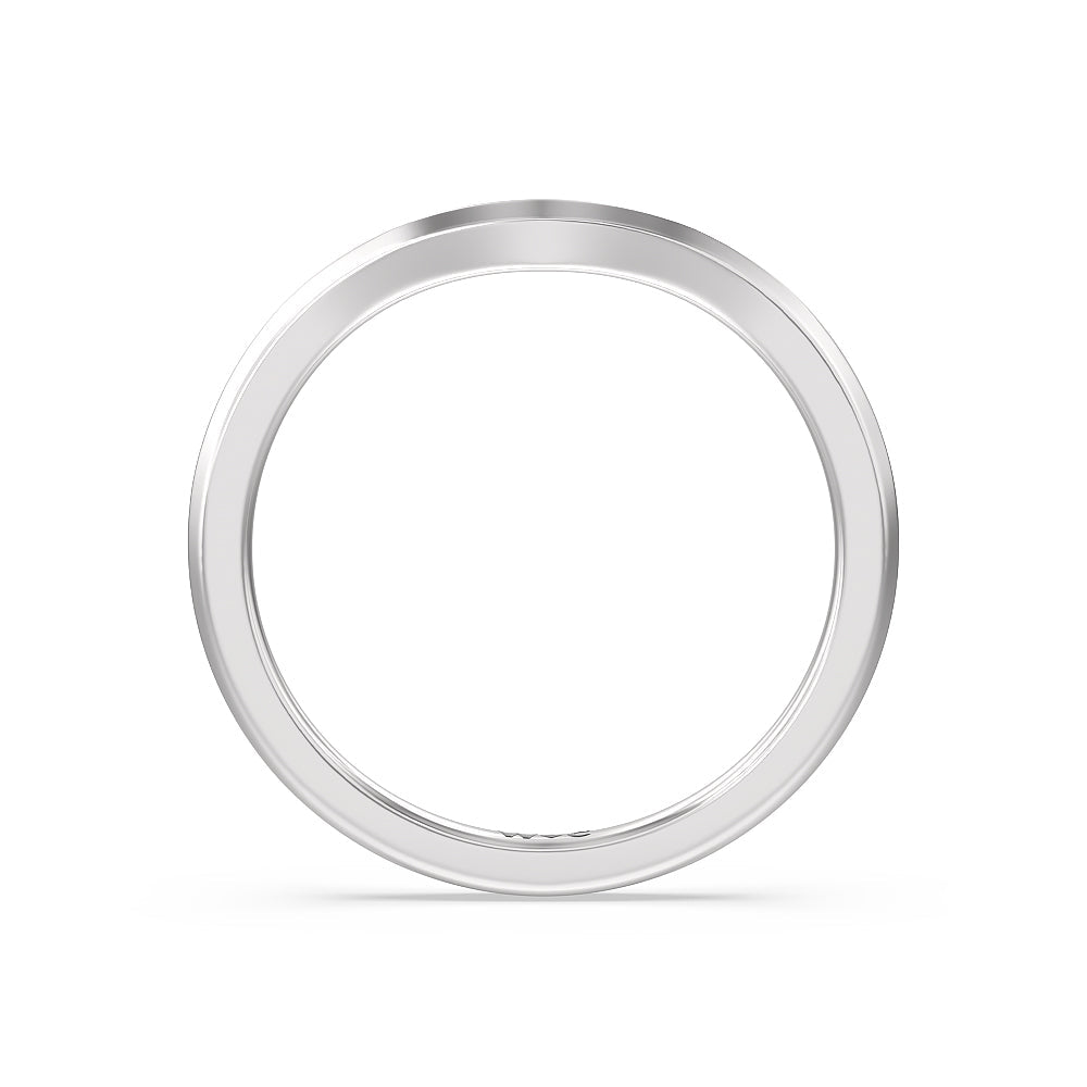 Elegant Three Stone Knife Edge Wedding Band with Platinum Cut Diamond in 14KT Platinum view 2
