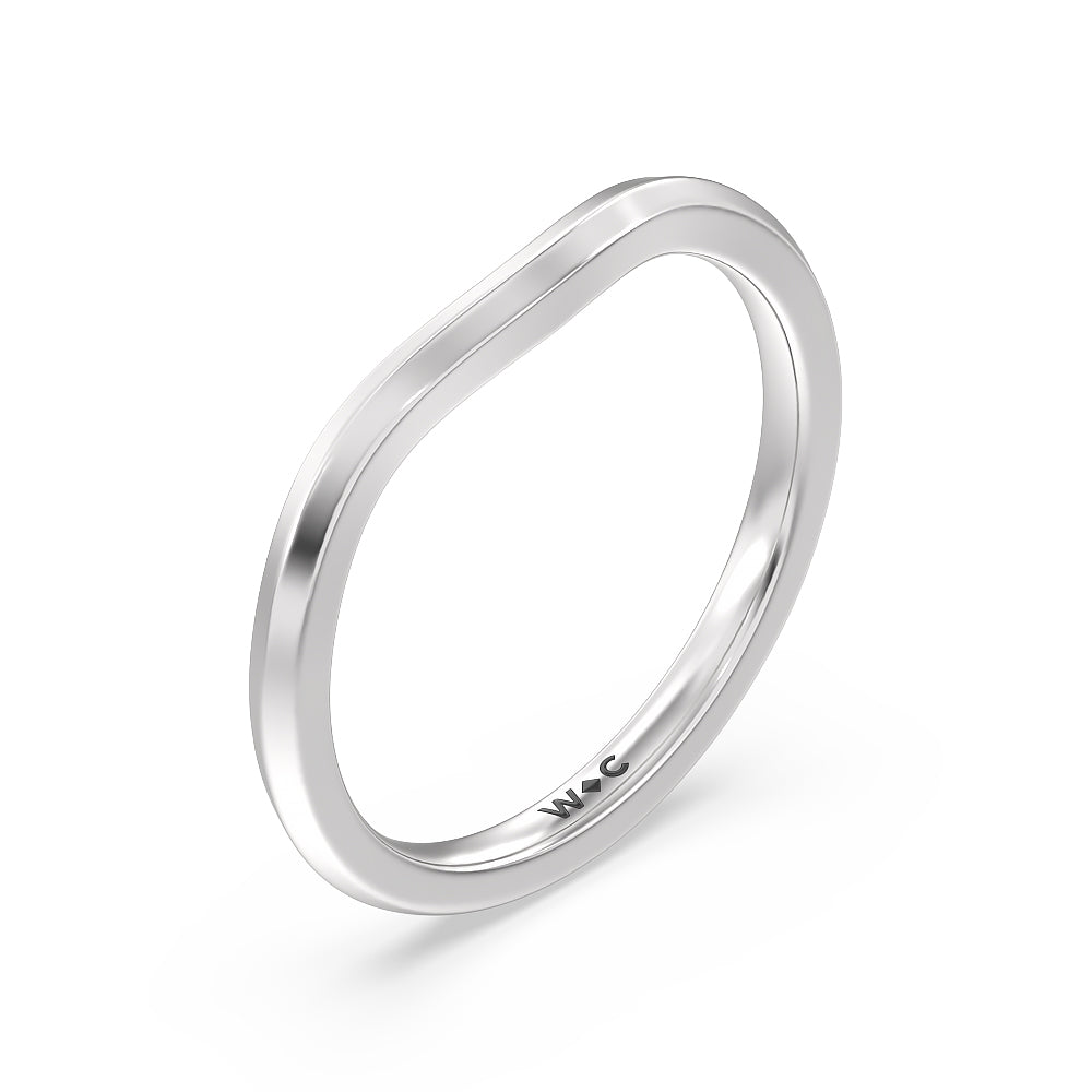 Elegant Three Stone Knife Edge Wedding Band with Platinum Cut Diamond in 14KT Platinum view 4

