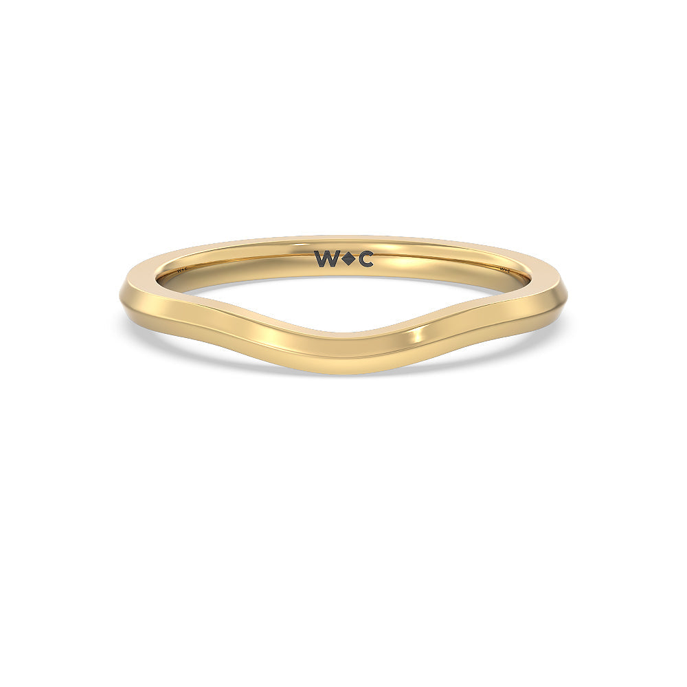 Elegant Three Stone Knife Edge Wedding Band with 18KT Yellow Gold Cut Diamond in 14KT Yellow Gold view 1
