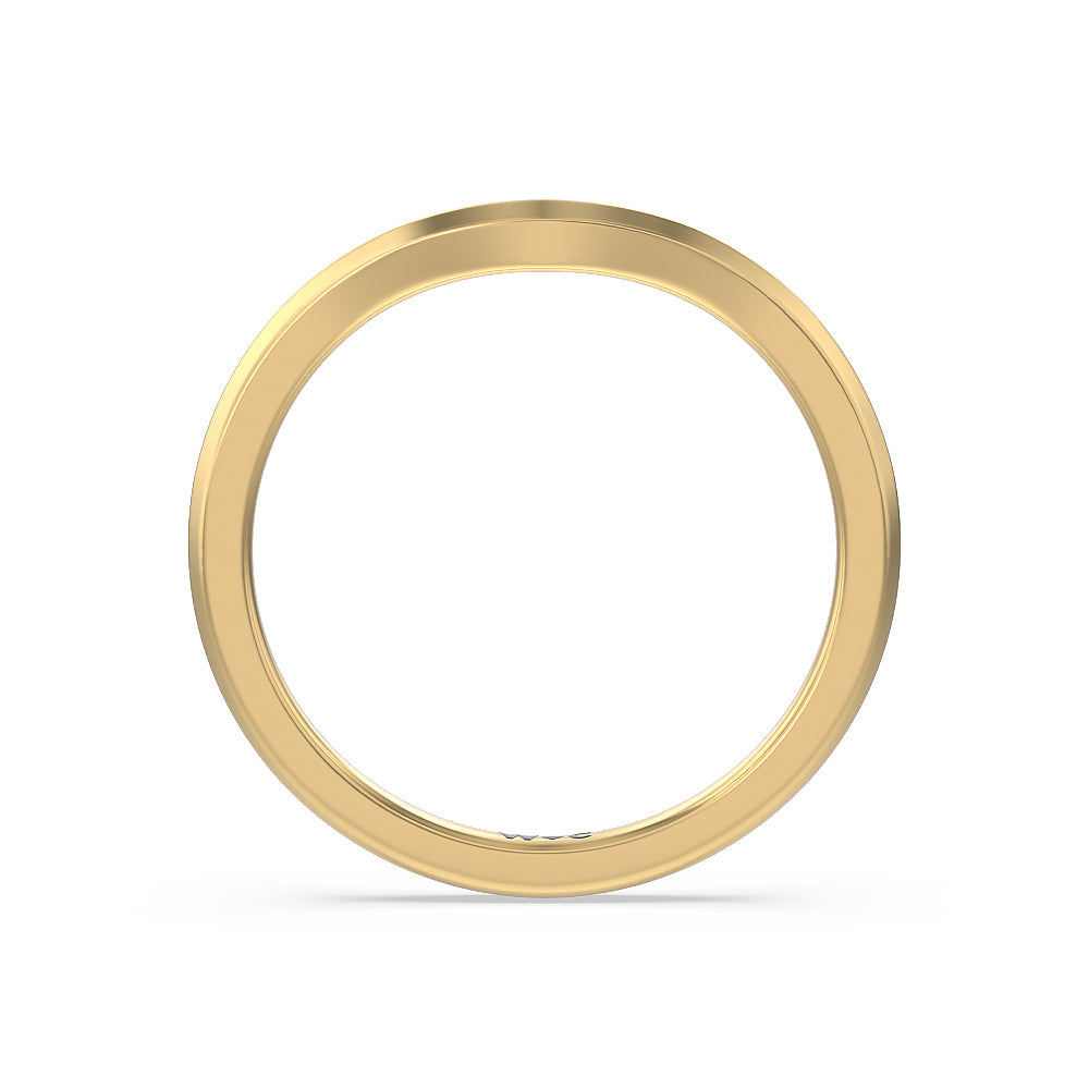 Elegant Three Stone Knife Edge Wedding Band with 18KT Yellow Gold Cut Diamond in 14KT Yellow Gold view 2
