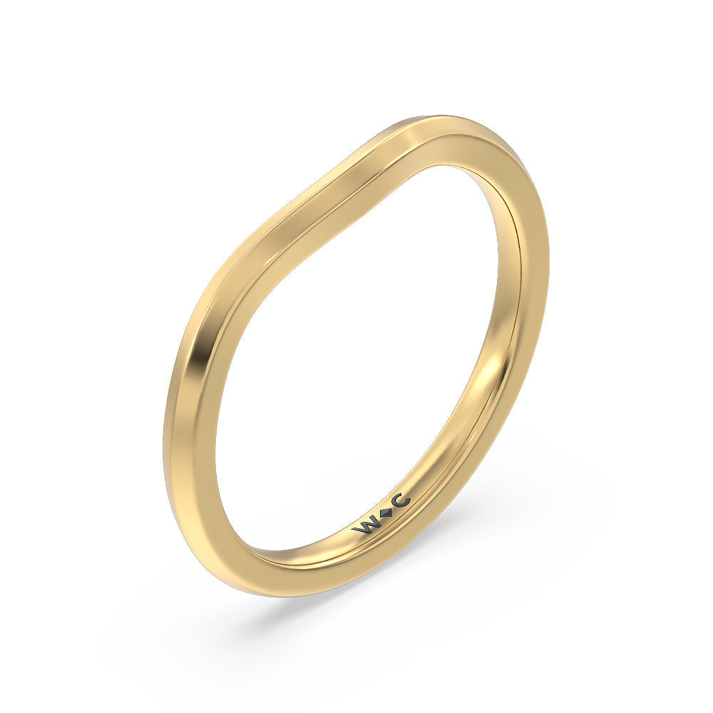 Elegant Three Stone Knife Edge Wedding Band with 18KT Yellow Gold Cut Diamond in 14KT Yellow Gold view 4
