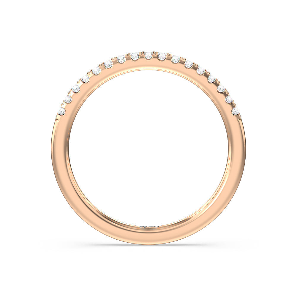Arc Hidden Halo Diamond Wedding Band (E+ VS+) with 18KT Rose Gold Cut Diamond in 14KT Rose Gold view 2
