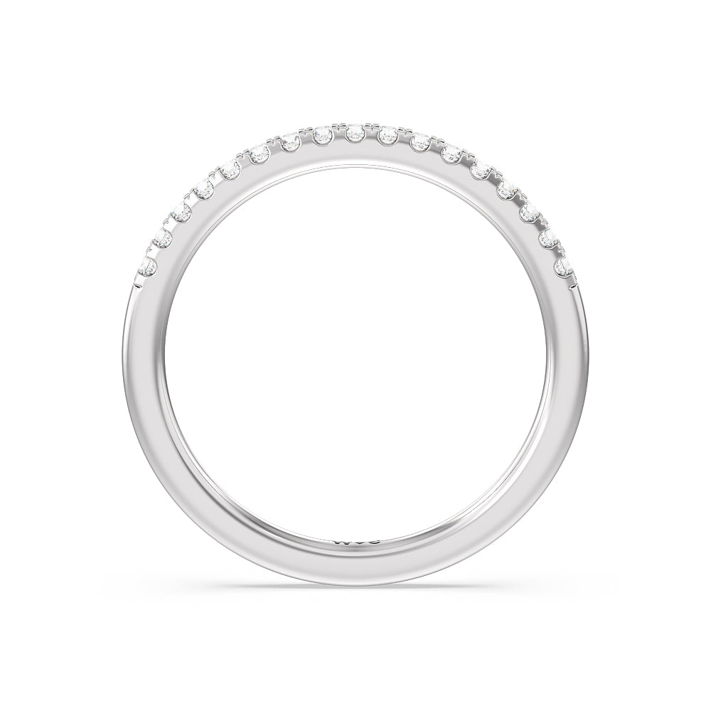 Arc Hidden Halo Diamond Wedding Band with Platinum Cut Diamond in 14KT Platinum view 2
