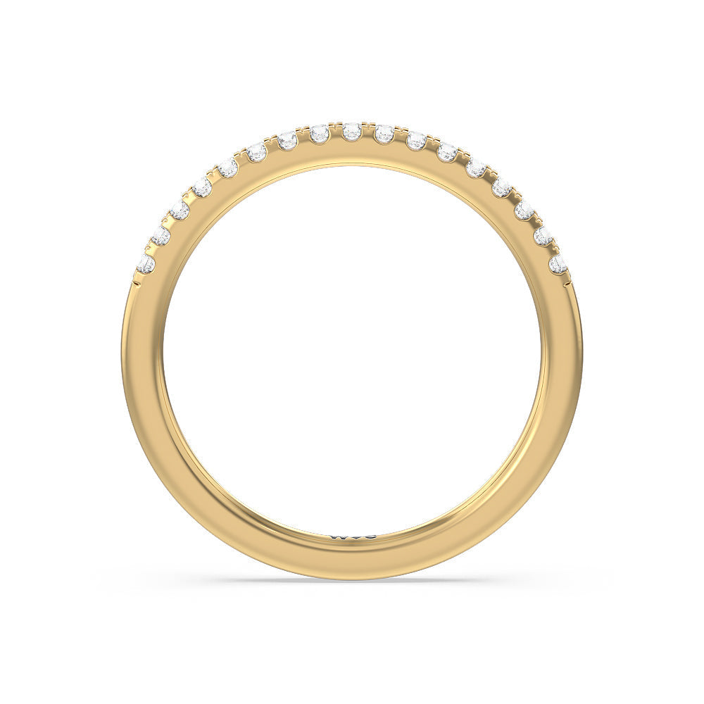 Arc Hidden Halo Diamond Wedding Band (E+ VS+) with 18KT Yellow Gold Cut Diamond in 14KT Yellow Gold view 2
