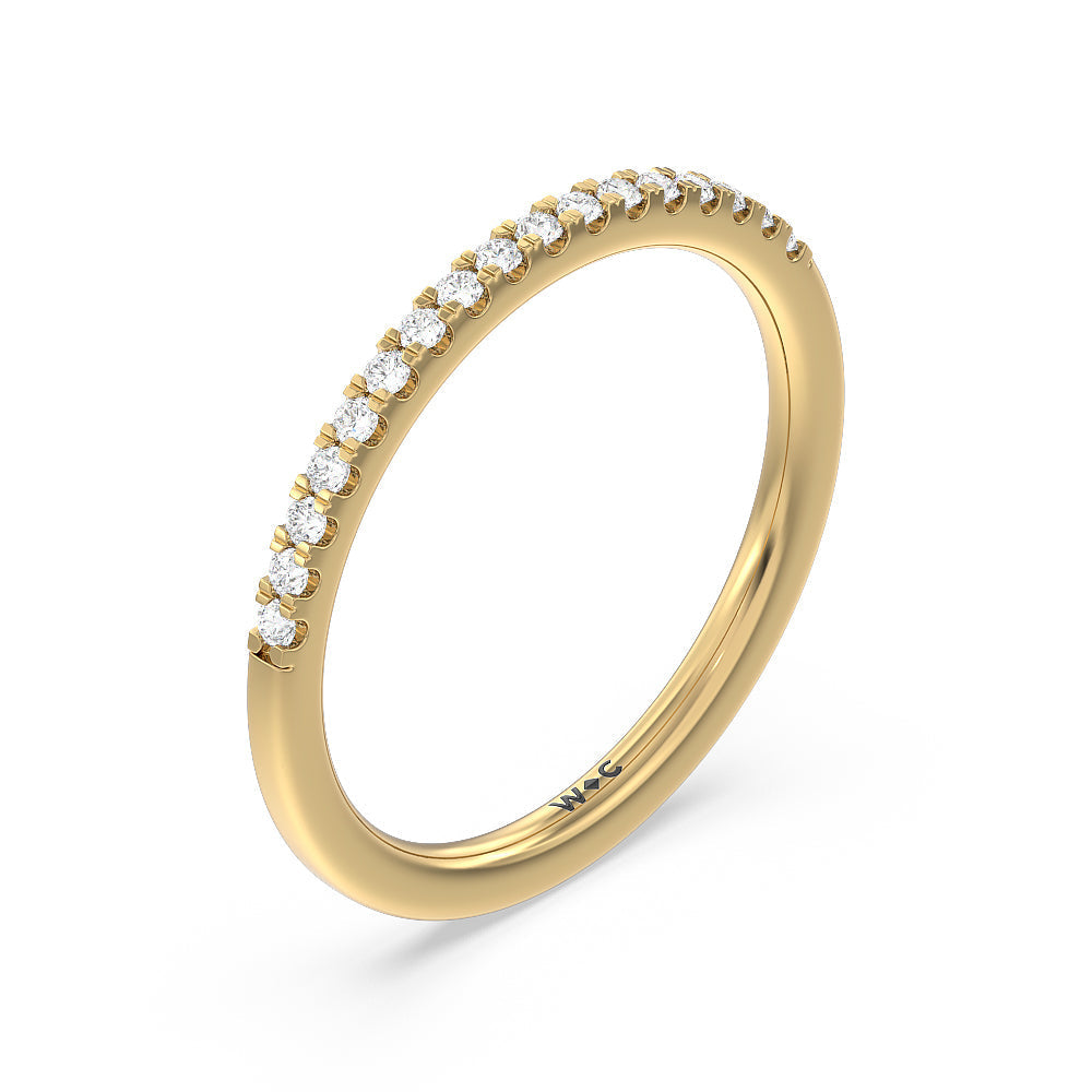 Arc Hidden Halo Diamond Wedding Band (E+ VS+) with 18KT Yellow Gold Cut Diamond in 14KT Yellow Gold view 4
