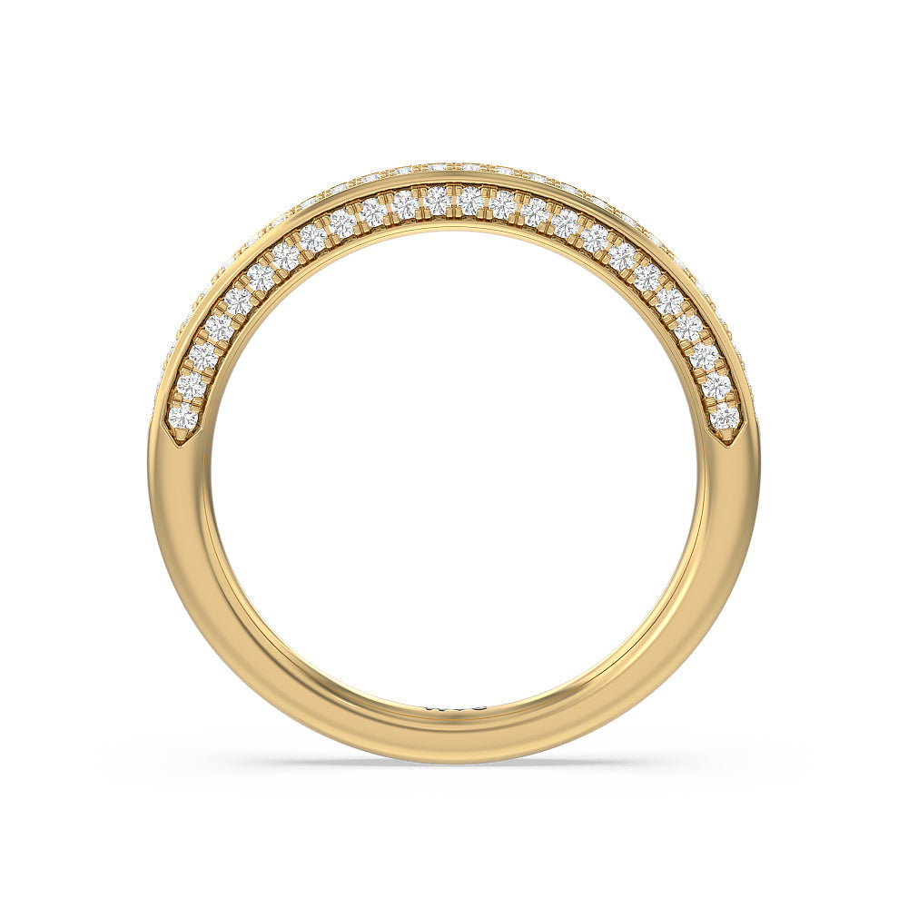 Aura Hidden Accent Pinched Shank Solitaire Diamond Wedding Band with 18KT Yellow Gold Cut Diamond in 14KT Yellow Gold view 2
