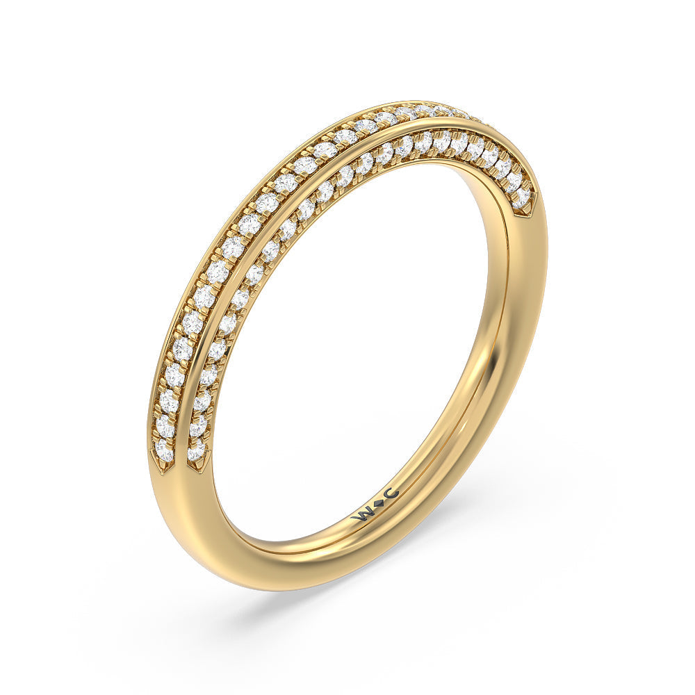 Aura Hidden Accent Pinched Shank Solitaire Diamond Wedding Band with 18KT Yellow Gold Cut Diamond in 14KT Yellow Gold view 4
