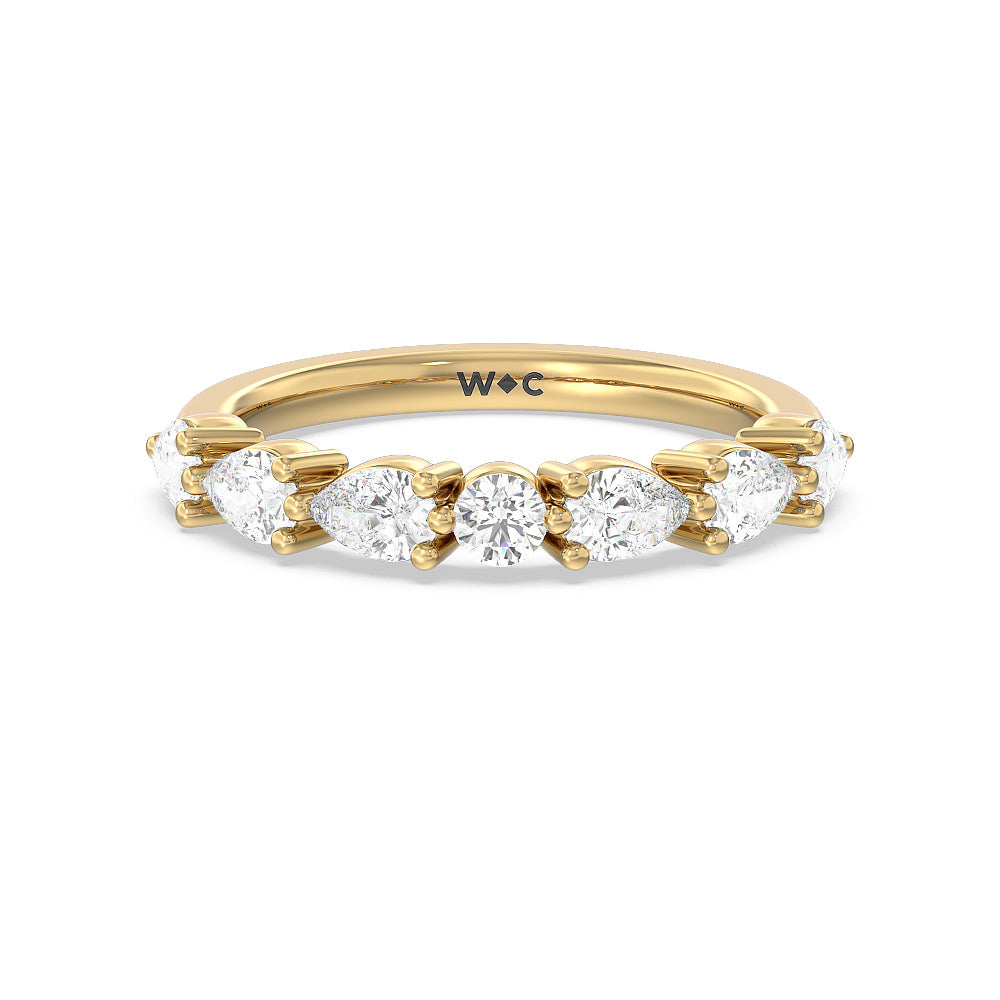 Glamorous Pear Side Stone Solitaire Diamond Wedding Band with 18KT Yellow Gold Cut Diamond in 14KT Yellow Gold view 1

