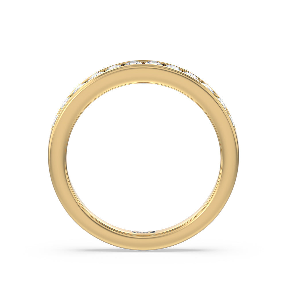 Six Prong Channel Set Solitaire Diamond Wedding Band with 18KT Yellow Gold Cut Diamond in 14KT Yellow Gold view 2
