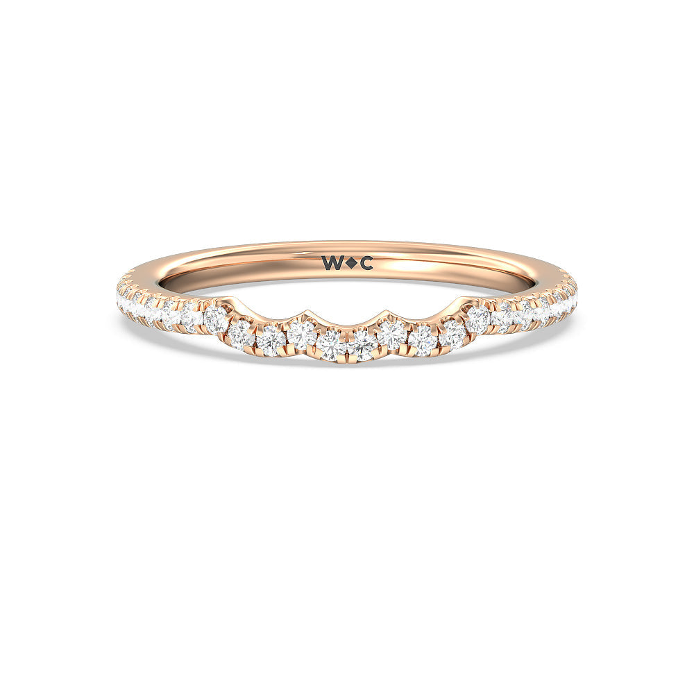 Pear Three Stone Pave Diamond Wedding Band with 18KT Rose Gold Cut Diamond in 14KT Rose Gold view 1
