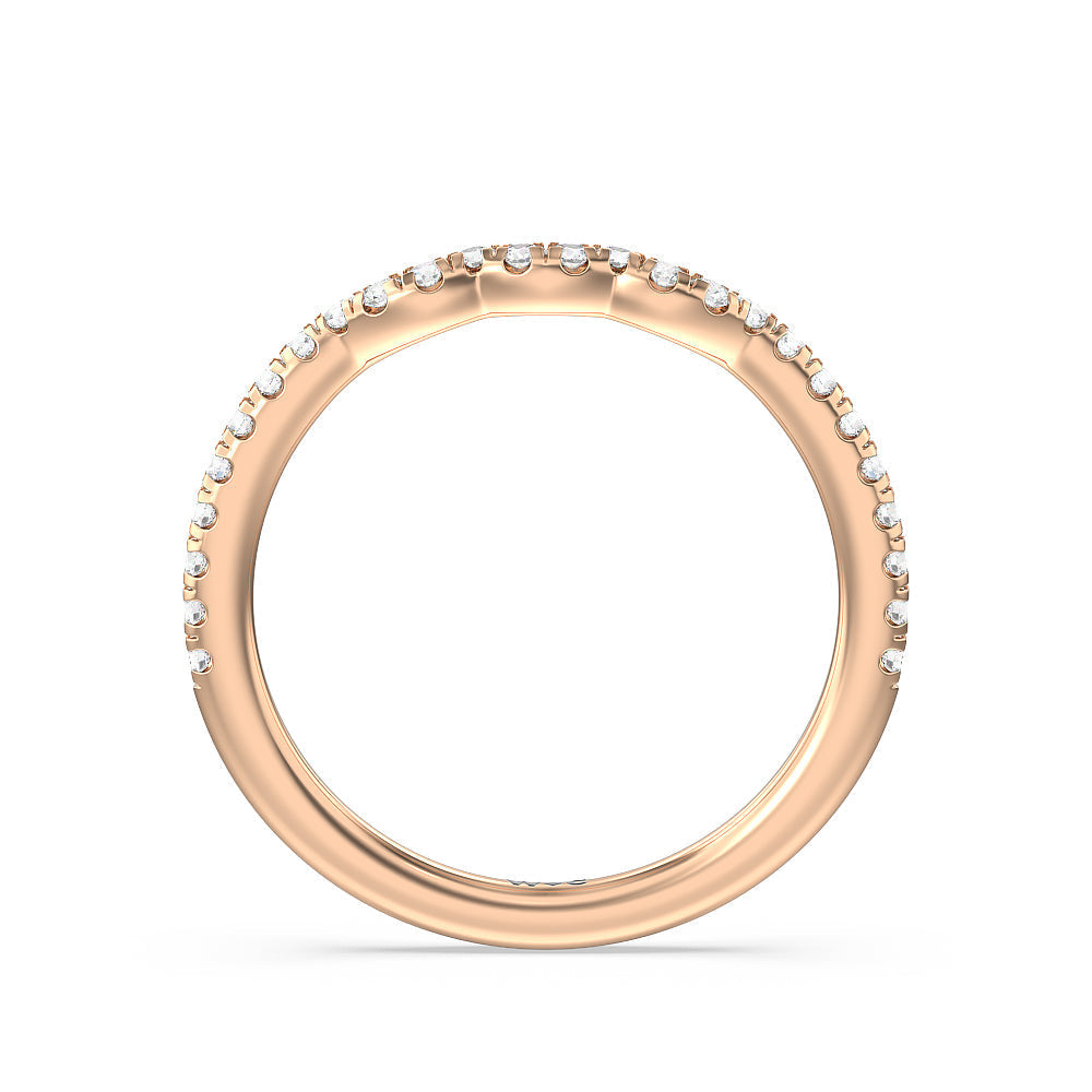 Pear Three Stone Pave Diamond Wedding Band with 18KT Rose Gold Cut Diamond in 14KT Rose Gold view 2

