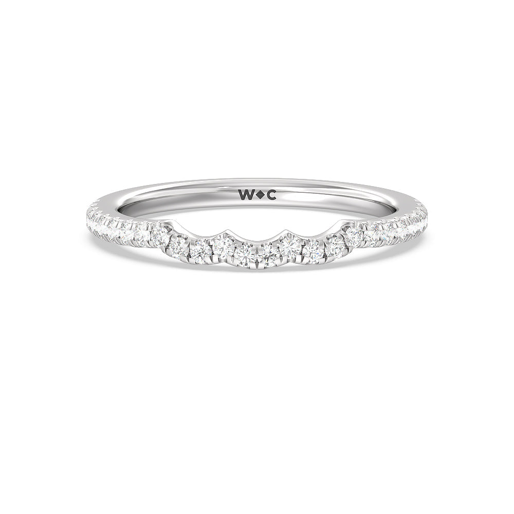 Pear Three Stone Pave Diamond Wedding Band with Platinum Cut Diamond in 14KT Platinum view 1
