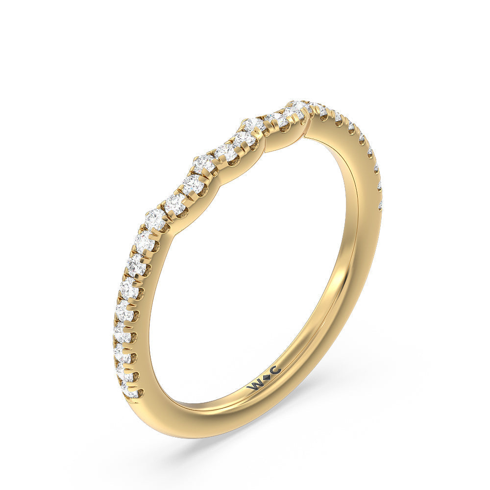 Pear Three Stone Pave Diamond Wedding Band with 18KT Yellow Gold Cut Diamond in 14KT Yellow Gold view 4
