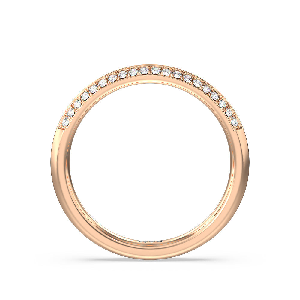 Knife Edge Pave & Side Stone Cathedral Diamond Wedding Band with 18KT Rose Gold Cut Diamond in 14KT Rose Gold view 2
