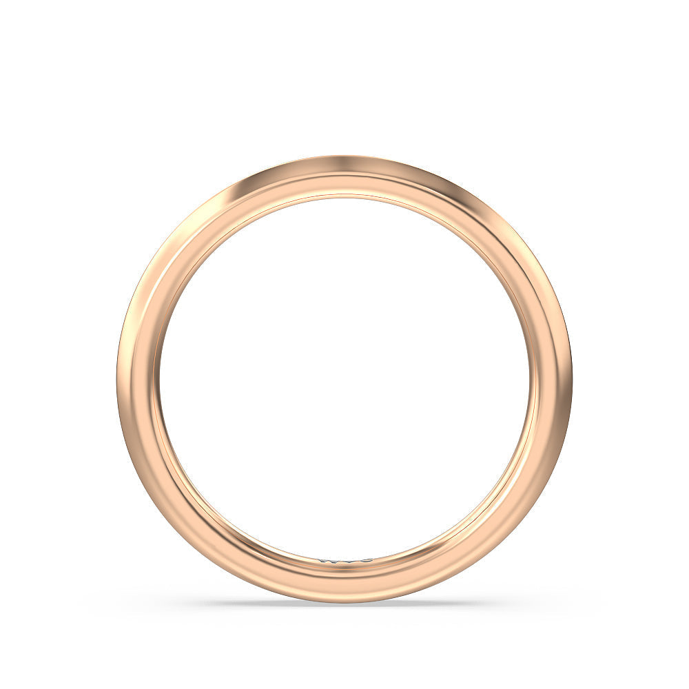 Knife Edge Pave & Side Stone Cathedral Wadding Band with 18KT Rose Gold Cut Diamond in 14KT Rose Gold view 2
