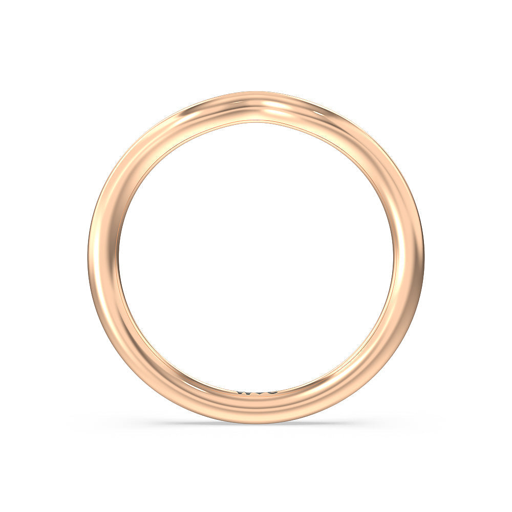 Three-Stone Pave Wedding Band with 18KT Rose Gold Cut Diamond in 14KT Rose Gold view 2
