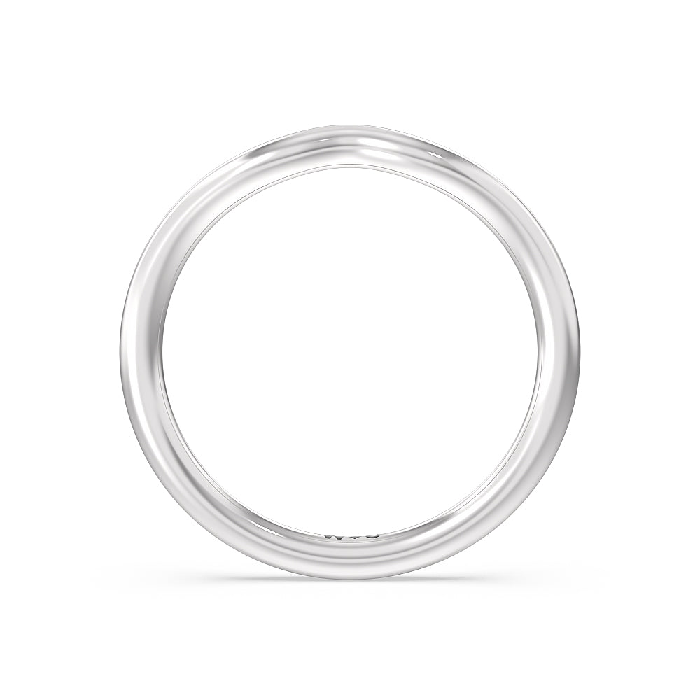Three-Stone Pave Wedding Band with Platinum Cut Diamond in 14KT Platinum view 2
