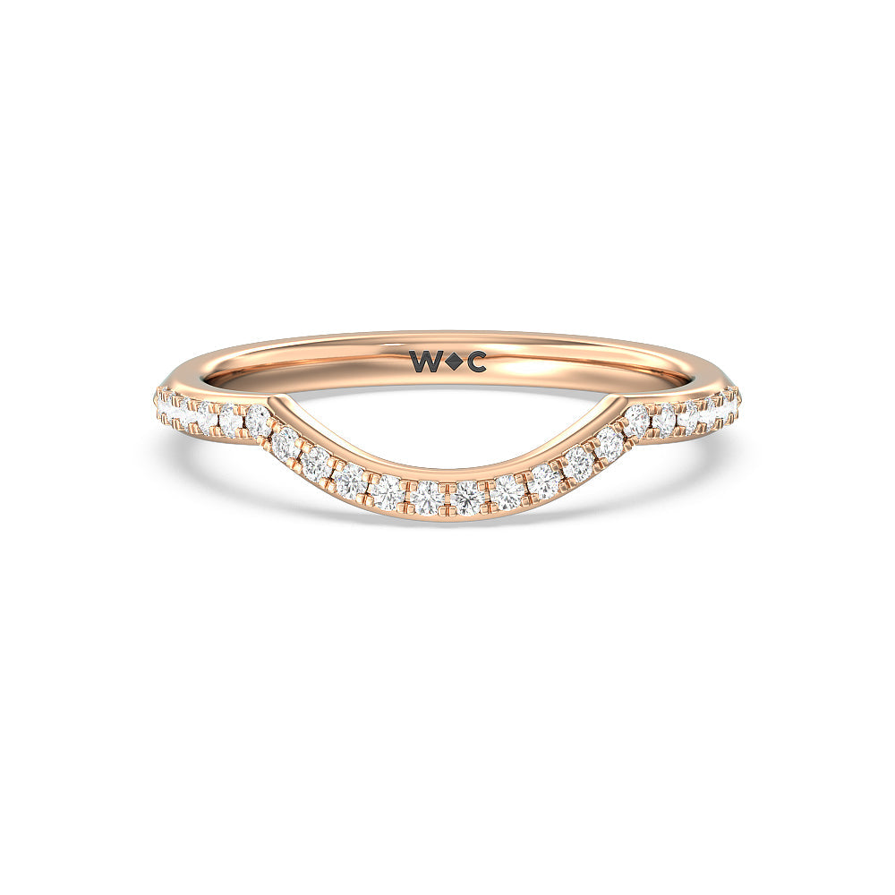 Vintage Knife Edge Side Stone Kite Set Solitaire Diamond Wedding Band with 18KT Rose Gold Cut Diamond in 14KT Rose Gold view 1
