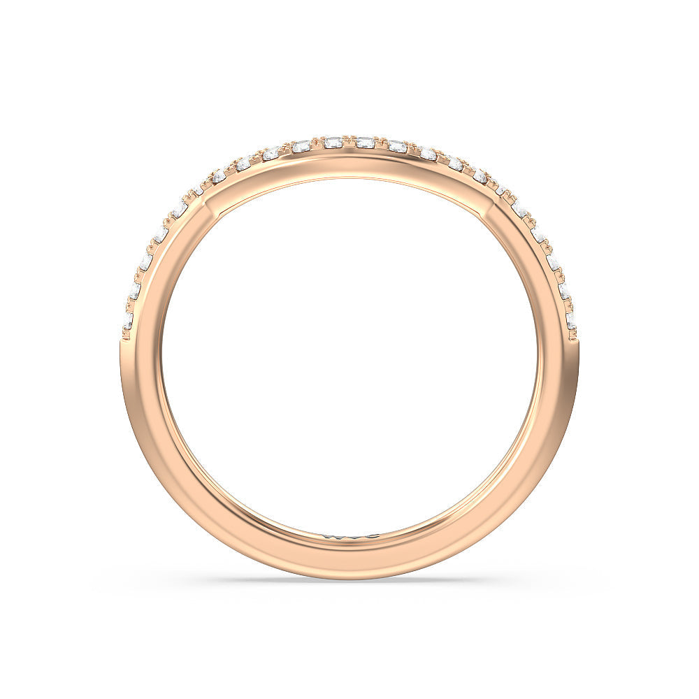 Vintage Knife Edge Side Stone Kite Set Solitaire Diamond Wedding Band with 18KT Rose Gold Cut Diamond in 14KT Rose Gold view 2
