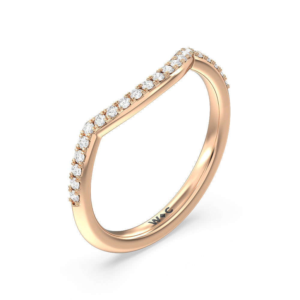 Vintage Knife Edge Side Stone Kite Set Solitaire Diamond Wedding Band with 18KT Rose Gold Cut Diamond in 14KT Rose Gold view 4
