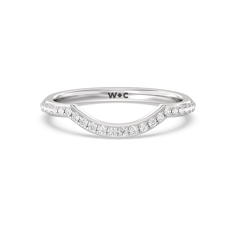 Vintage Knife Edge Side Stone Kite Set Solitaire Diamond Wedding Band with Platinum Cut Diamond in 14KT Platinum view 1
