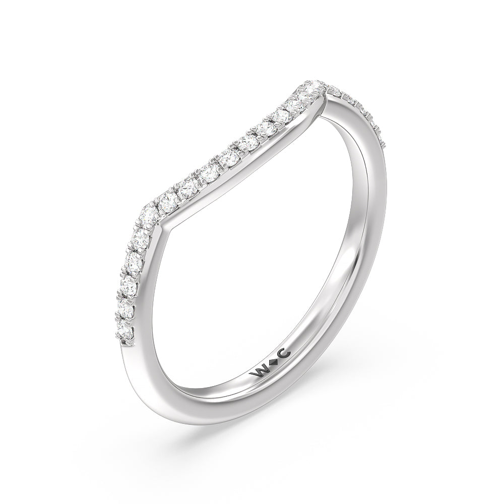 Vintage Knife Edge Side Stone Kite Set Solitaire Diamond Wedding Band with Platinum Cut Diamond in 14KT Platinum view 4
