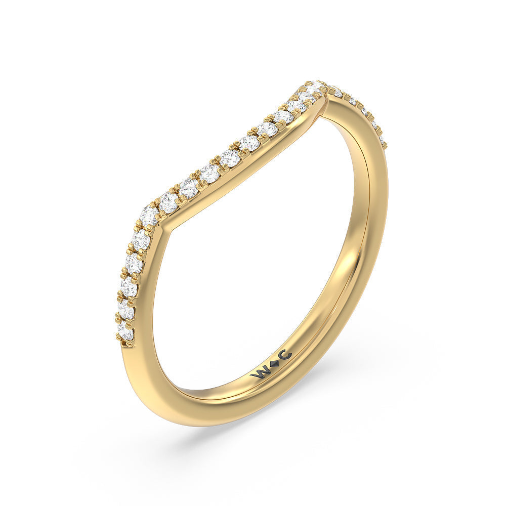 Vintage Knife Edge Side Stone Kite Set Solitaire Diamond Wedding Band with 18KT Yellow Gold Cut Diamond in 14KT Yellow Gold view 4
