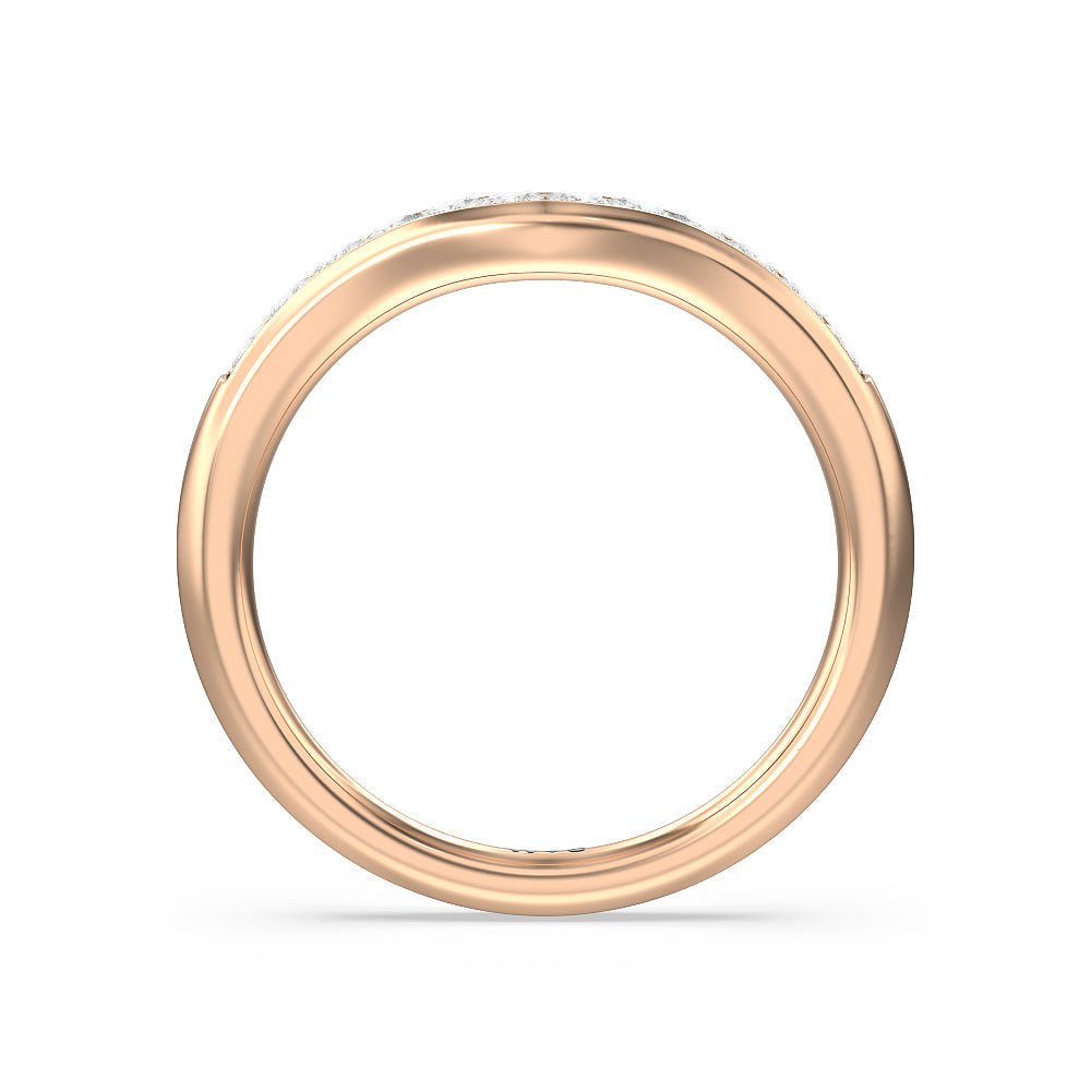 Classic Channel Set Princess Kite Basket Diamond Wedding Band with 18KT Rose Gold Cut Diamond in 14KT Rose Gold view 2
