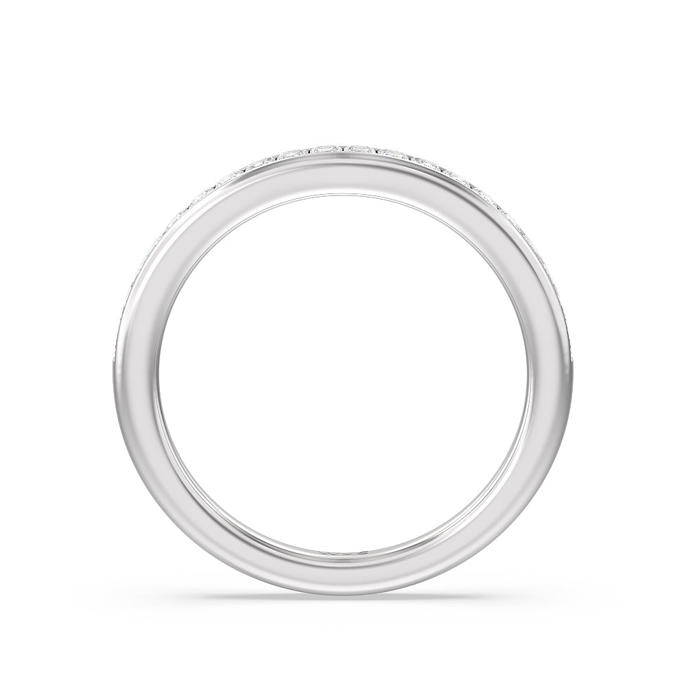 Classy Knot Basket Channel Set Princess Diamond Wedding Band with Platinum Cut Diamond in 14KT Platinum view 2
