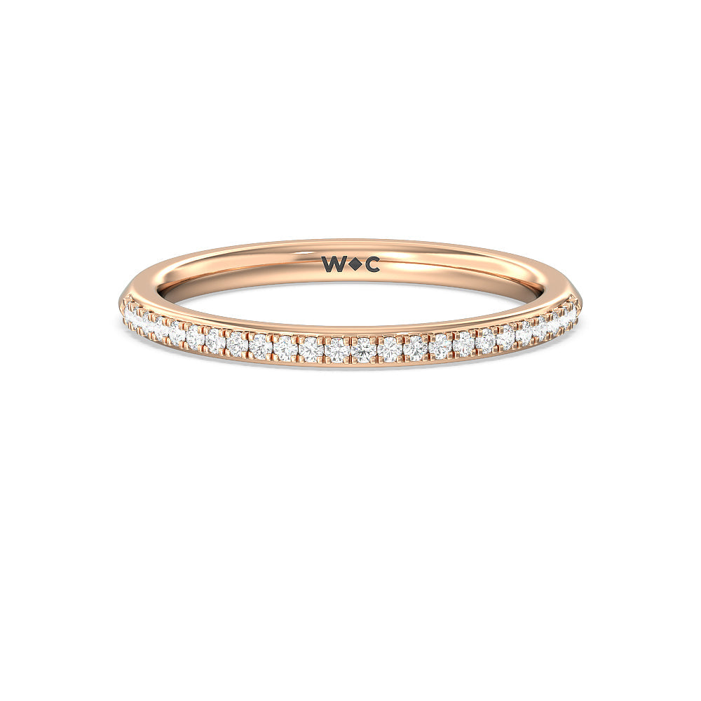 Knife Edge Cathedral Side Stone Diamond Wedding Band with 18KT Rose Gold Cut Diamond in 14KT Rose Gold view 1
