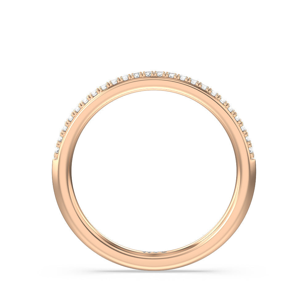 Knife Edge Cathedral Side Stone Diamond Wedding Band with 18KT Rose Gold Cut Diamond in 14KT Rose Gold view 2
