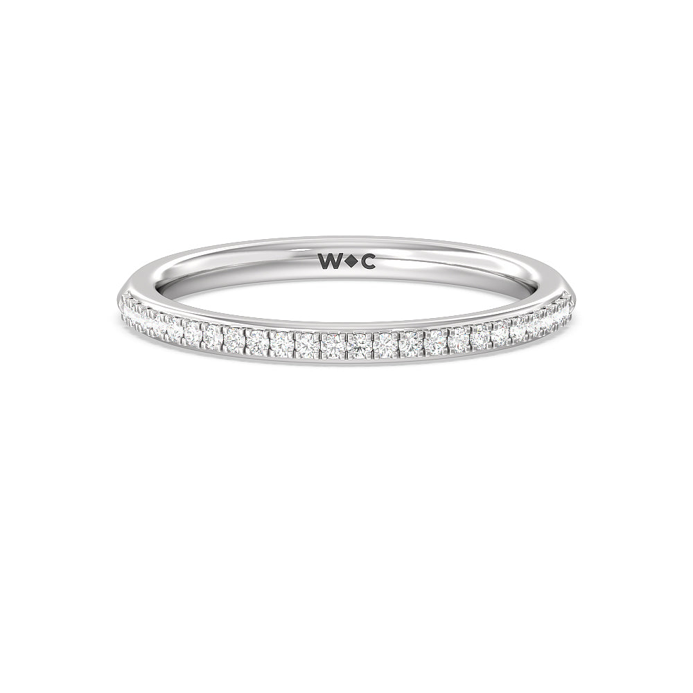 Knife Edge Cathedral Side Stone Diamond Wedding Band with Platinum Cut Diamond in 14KT Platinum view 1
