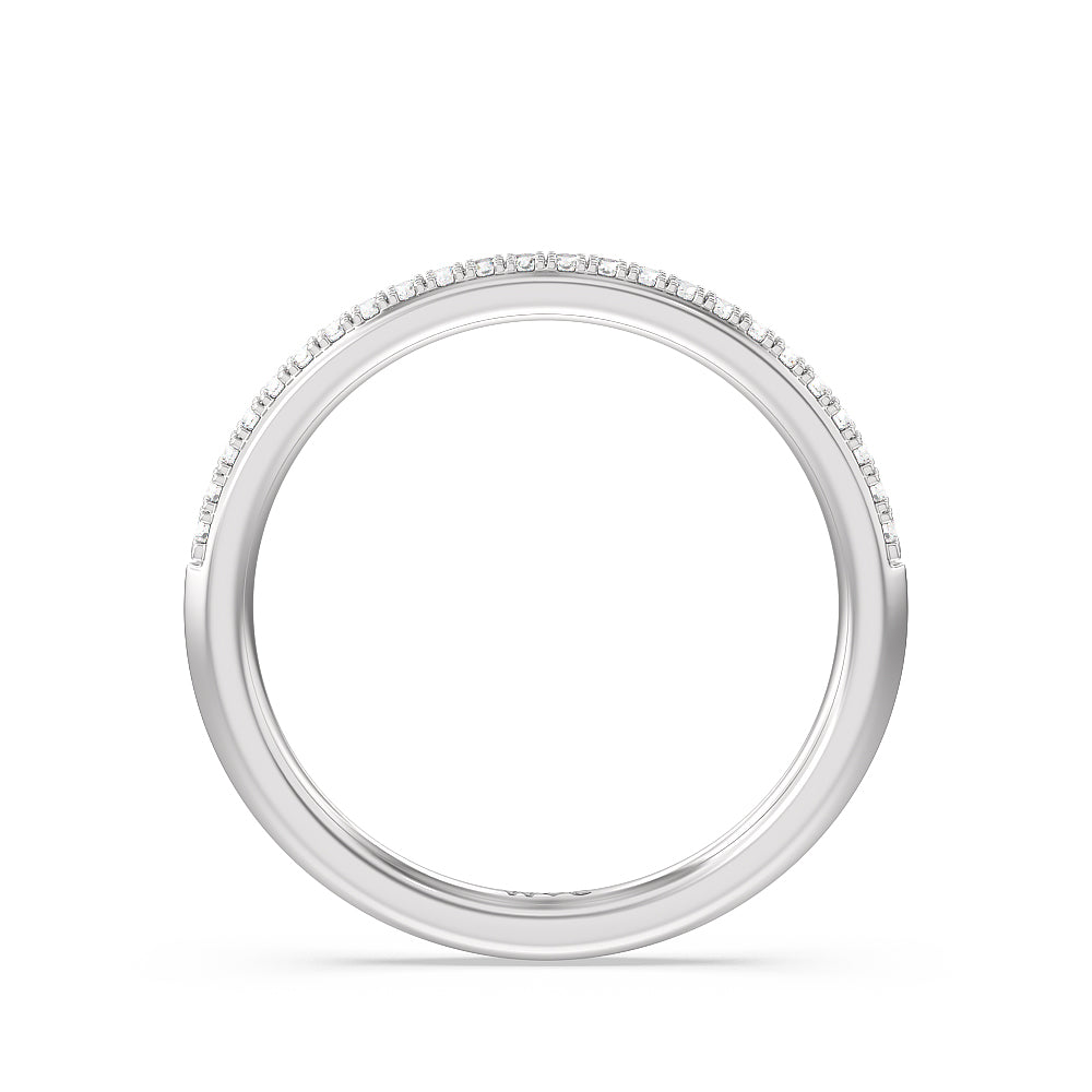 Knife Edge Cathedral Side Stone Diamond Wedding Band with Platinum Cut Diamond in 14KT Platinum view 2

