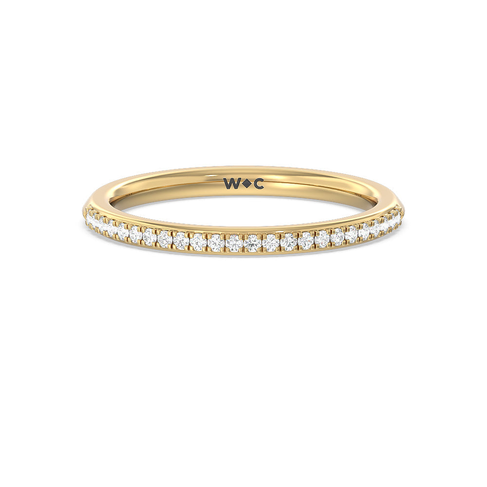 Knife Edge Cathedral Side Stone Diamond Wedding Band with 18KT Yellow Gold Cut Diamond in 14KT Yellow Gold view 1
