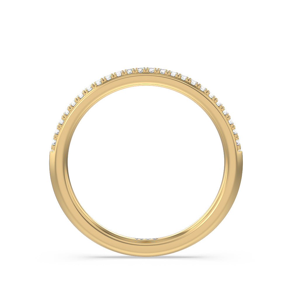 Knife Edge Cathedral Side Stone Diamond Wedding Band with 18KT Yellow Gold Cut Diamond in 14KT Yellow Gold view 2

