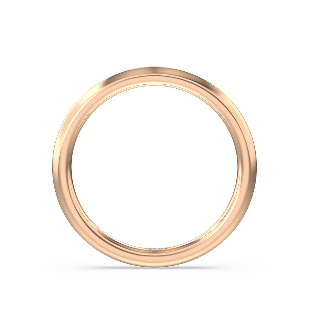 Knife Edge Cathedral Side Stone Wedding Band with 18KT Rose Gold Cut Diamond in 14KT Rose Gold view 2
