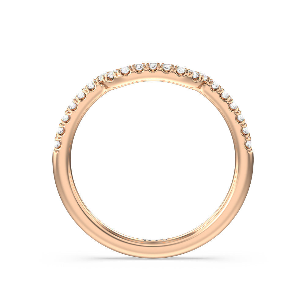 Kite Leaf Side Stone Diamond Wedding Band with 18KT Rose Gold Cut Diamond in 14KT Rose Gold view 2
