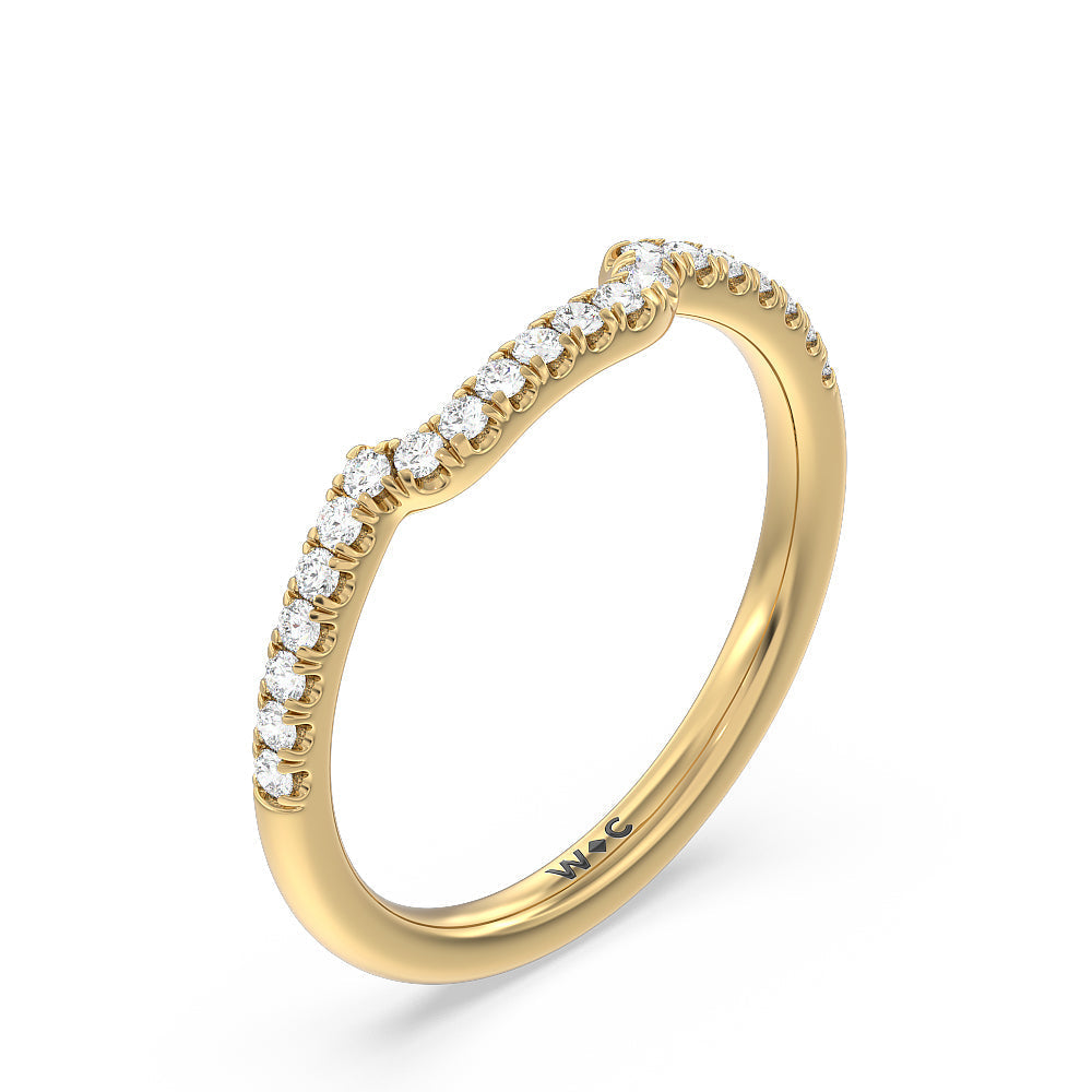 Kite Leaf Side Stone Diamond Wedding Band with 18KT Yellow Gold Cut Diamond in 14KT Yellow Gold view 4
