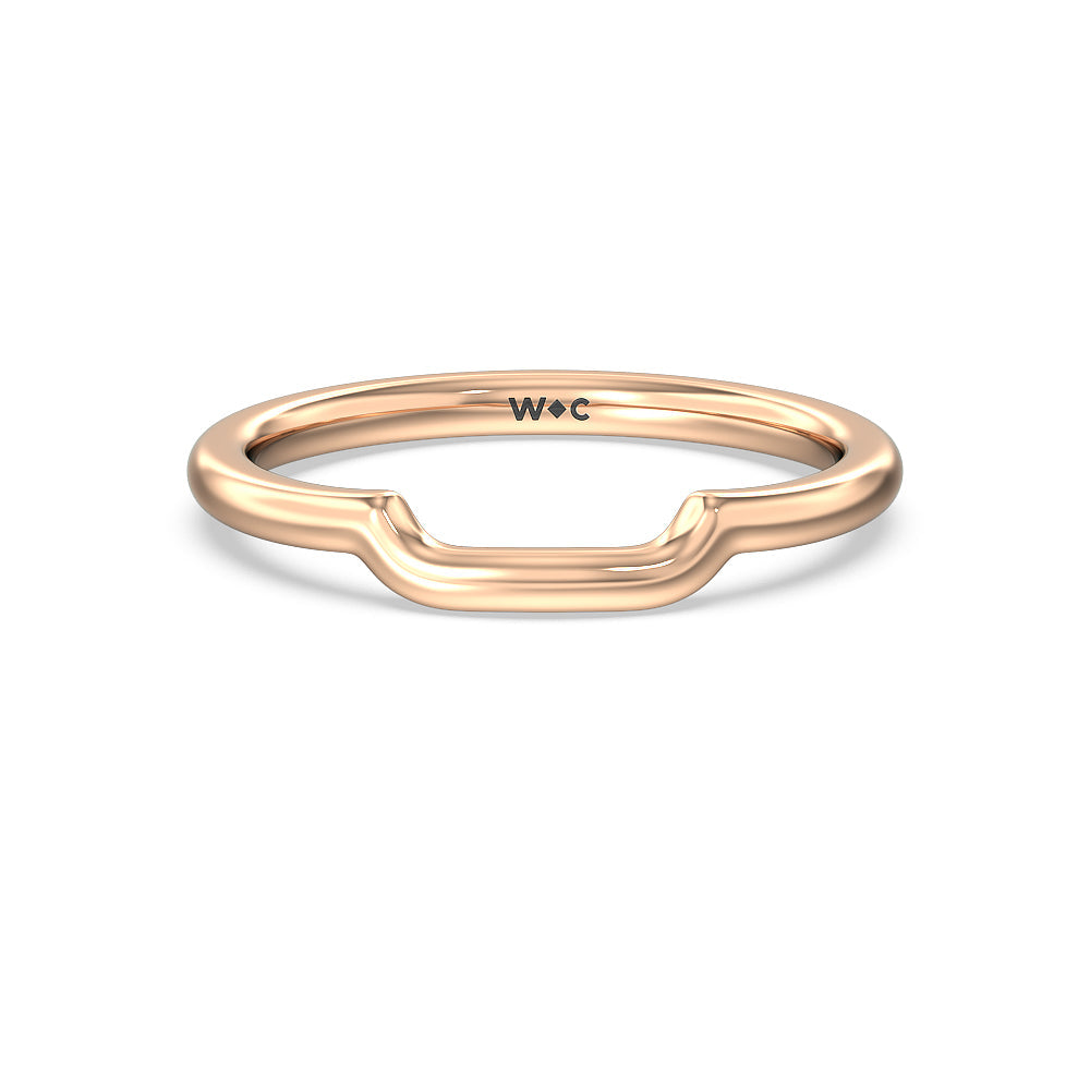 Kite Leaf Side Stone Wedding Band with 18KT Rose Gold Cut Diamond in 14KT Rose Gold view 1
