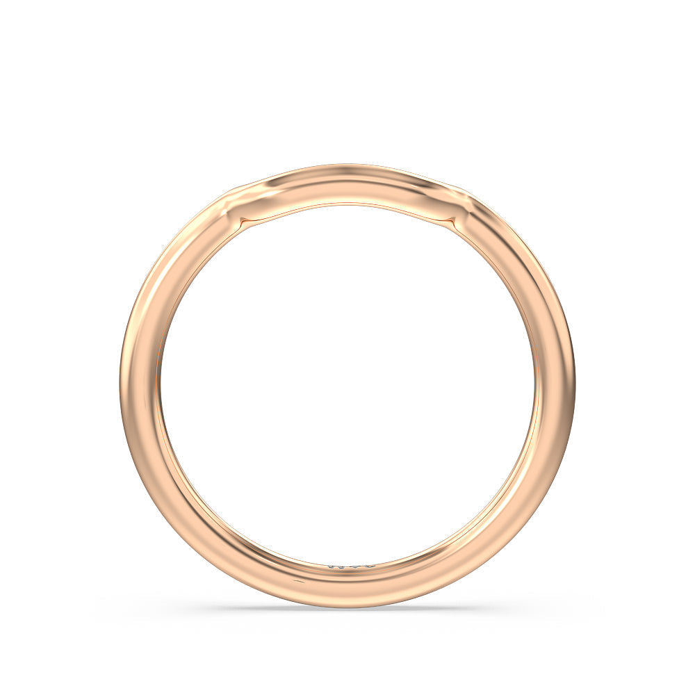Kite Leaf Side Stone Wedding Band with 18KT Rose Gold Cut Diamond in 14KT Rose Gold view 2
