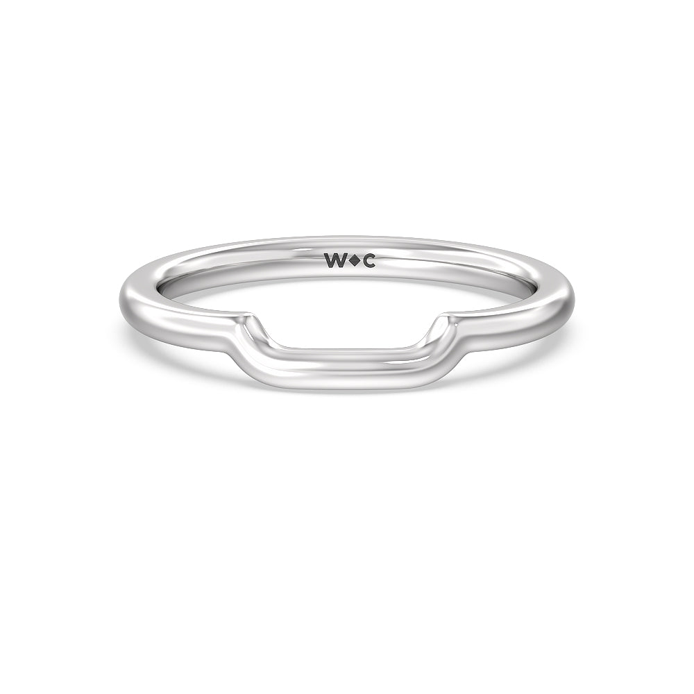 Kite Leaf Side Stone Wedding Band with Platinum Cut Diamond in 14KT Platinum view 1

