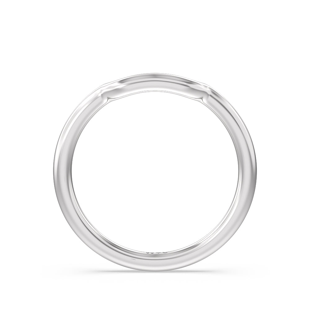Kite Leaf Side Stone Wedding Band with Platinum Cut Diamond in 14KT Platinum view 2
