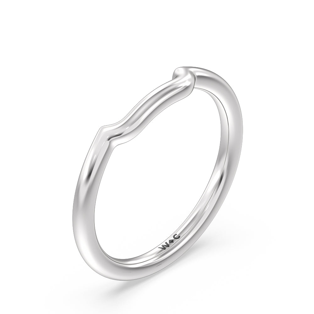 Kite Leaf Side Stone Wedding Band with Platinum Cut Diamond in 14KT Platinum view 4
