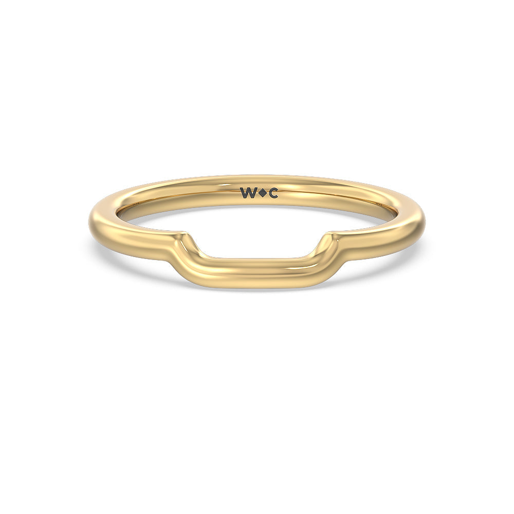 Kite Leaf Side Stone Wedding Band with 18KT Yellow Gold Cut Diamond in 14KT Yellow Gold view 1
