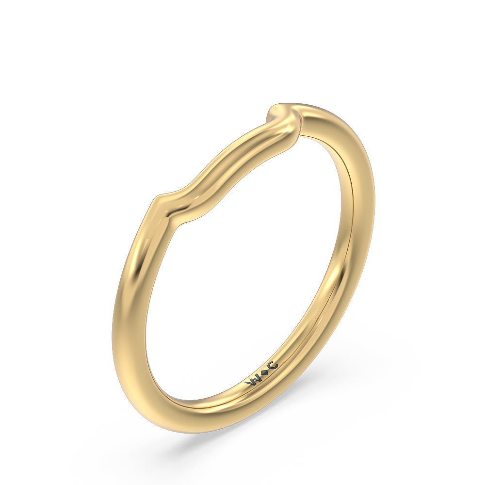 Kite Leaf Side Stone Wedding Band with 18KT Yellow Gold Cut Diamond in 14KT Yellow Gold view 4
